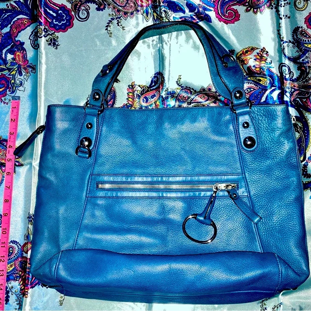 GUCCI Blue Leather Hobo Satchel - Large - Picture 9 of 15